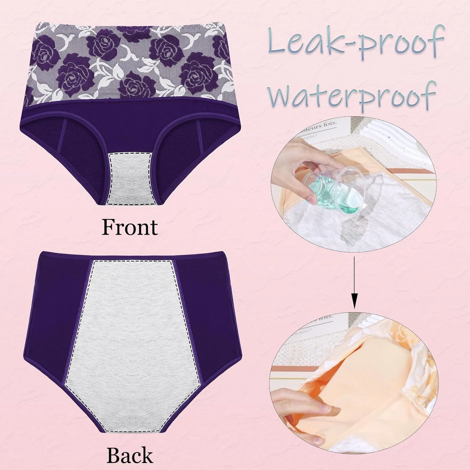 High Waisted Underwear for Women Full Coverage Cotton Panties Plus Size Leakproof Briefs Tummy Control Underwear