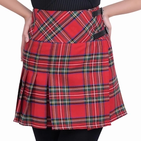 Highland Redstone Tartan Billie Skirt – Scottish Mini Kilt for Women, P.V Tartan Plaid Skirts for Women