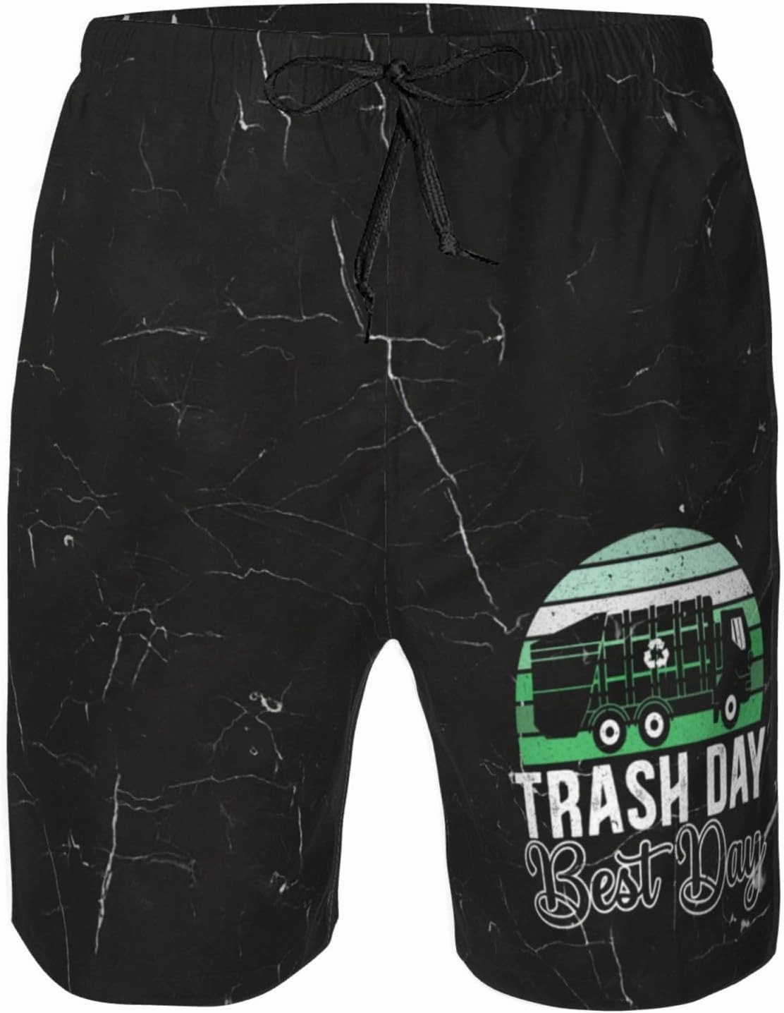 HILLBACK Trash Day Best Day Waste Management Garbage Truck Men's Gym Workout Shorts Mesh Weightlifting Pants Training Shorts