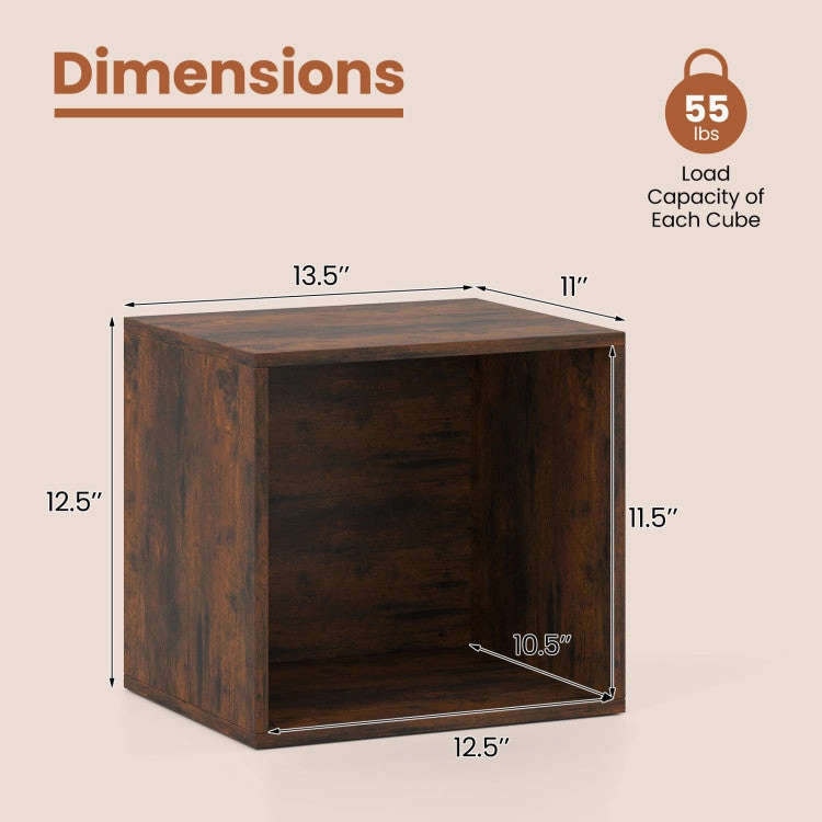 Hivvago Cube Storage Organizer Stackable Open Book Shelf Wooden Display Shelving Unit