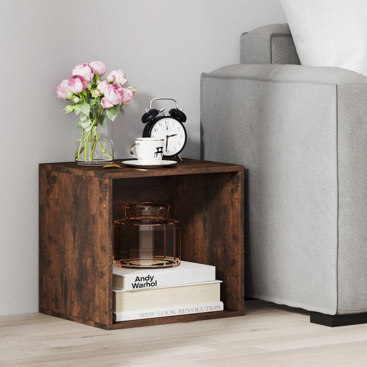 Hivvago Cube Storage Organizer Stackable Open Book Shelf Wooden Display Shelving Unit