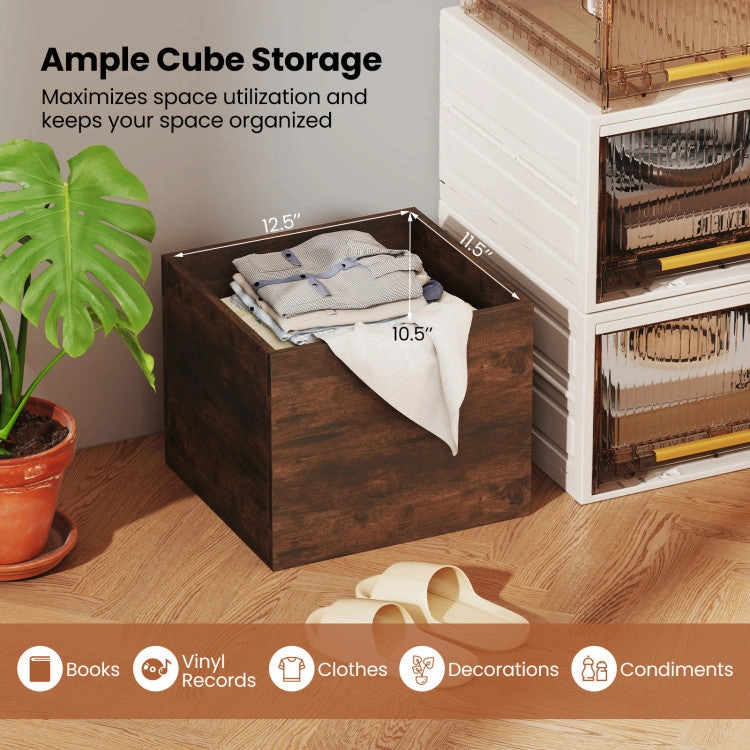 Hivvago Cube Storage Organizer Stackable Open Book Shelf Wooden Display Shelving Unit