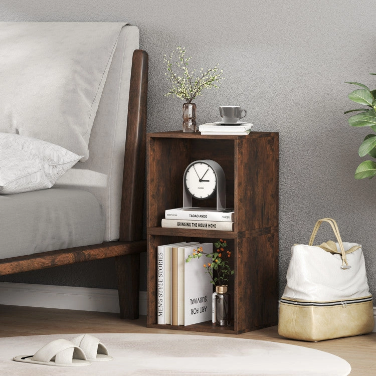Hivvago Cube Storage Organizer Stackable Open Book Shelf Wooden Display Shelving Unit