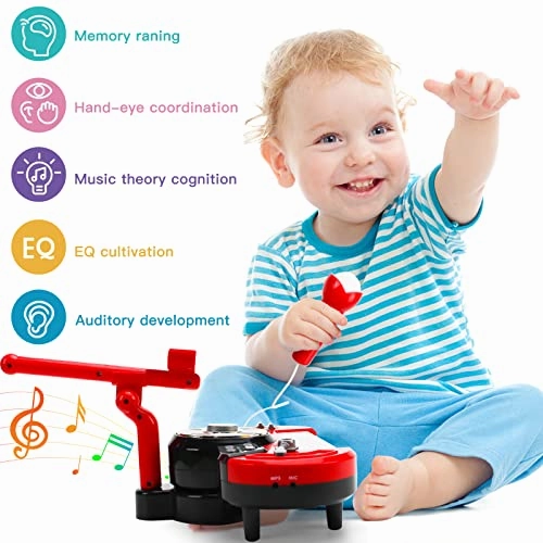HJ22002 Keyboard Piano with Microphone - 8 Keys Multifunctional Portable Electronic Piano with Kids Microphone, Early Learning Educational Musical Instrument Toy, Musical Gift for Boys & Girls