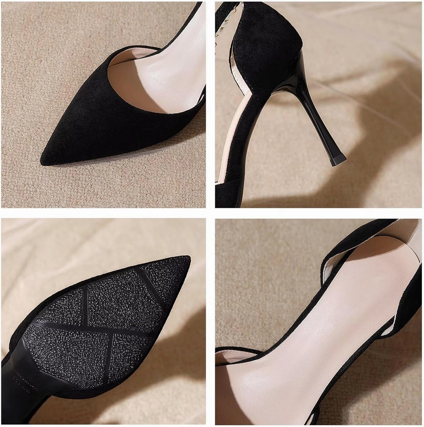 HNVAVQ Women's Pumps Closed Pointed Toe Stiletto Kitten Heels Elegant Party Wedding Dress Shoes for Women with Pearls Bride Formal Court Shoes