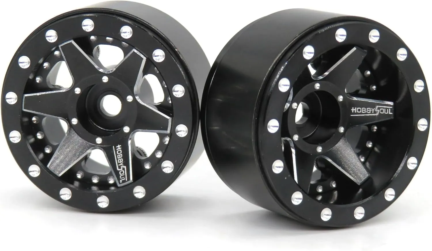 hobbysoul Adjustable Offset 1.0 Beadlock Wheels Rims, RC 1.0 Wheels 20.5g/Rim for RC 1/18 TRX4M Axial SCX24 90081 & Other 1/24 Micro Crawler, (4-Pack)