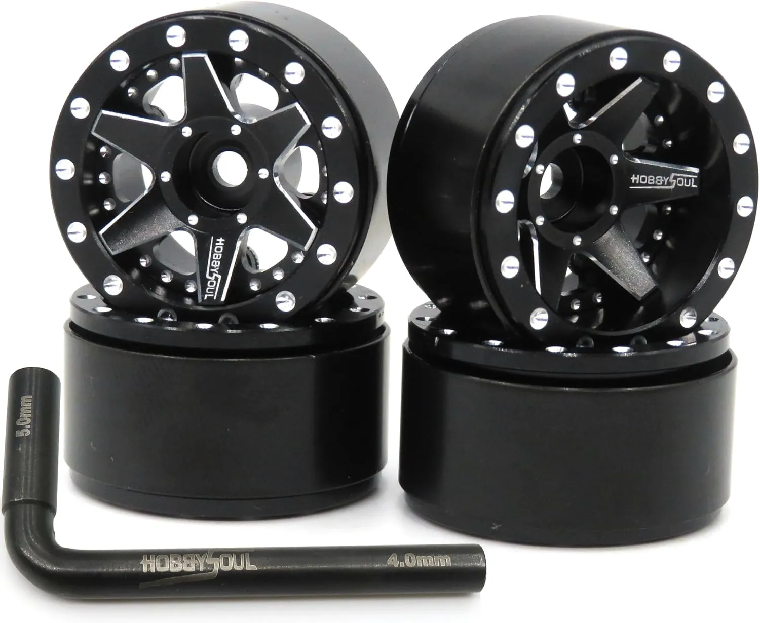 hobbysoul Adjustable Offset 1.0 Beadlock Wheels Rims, RC 1.0 Wheels 20.5g/Rim for RC 1/18 TRX4M Axial SCX24 90081 & Other 1/24 Micro Crawler, (4-Pack)