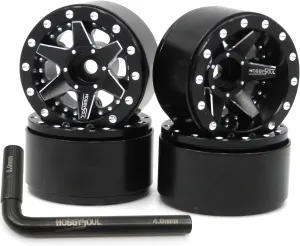 hobbysoul Adjustable Offset 1.0 Beadlock Wheels Rims, RC 1.0 Wheels 20.5g/Rim for RC 1/18 TRX4M Axial SCX24 90081 & Other 1/24 Micro Crawler, (4-Pack)