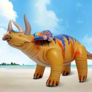 HOHQB 43"L Inflatable Dinosaur Toys Jurassic Birthday Party Supplies, Blow up Dinosaur Balloons Party Decorations for Kids Age 3-5-12 (Lifelike Triceratops)