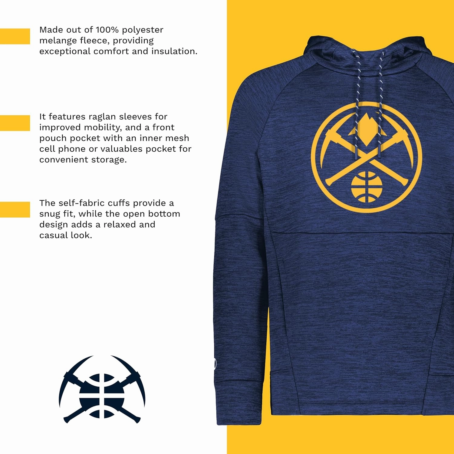 Holloway Men's NBA Fleece Hoodie – Basketball Pullover, Warm & Comfortable – Ideal for Sports, Casual Wear, and Fans