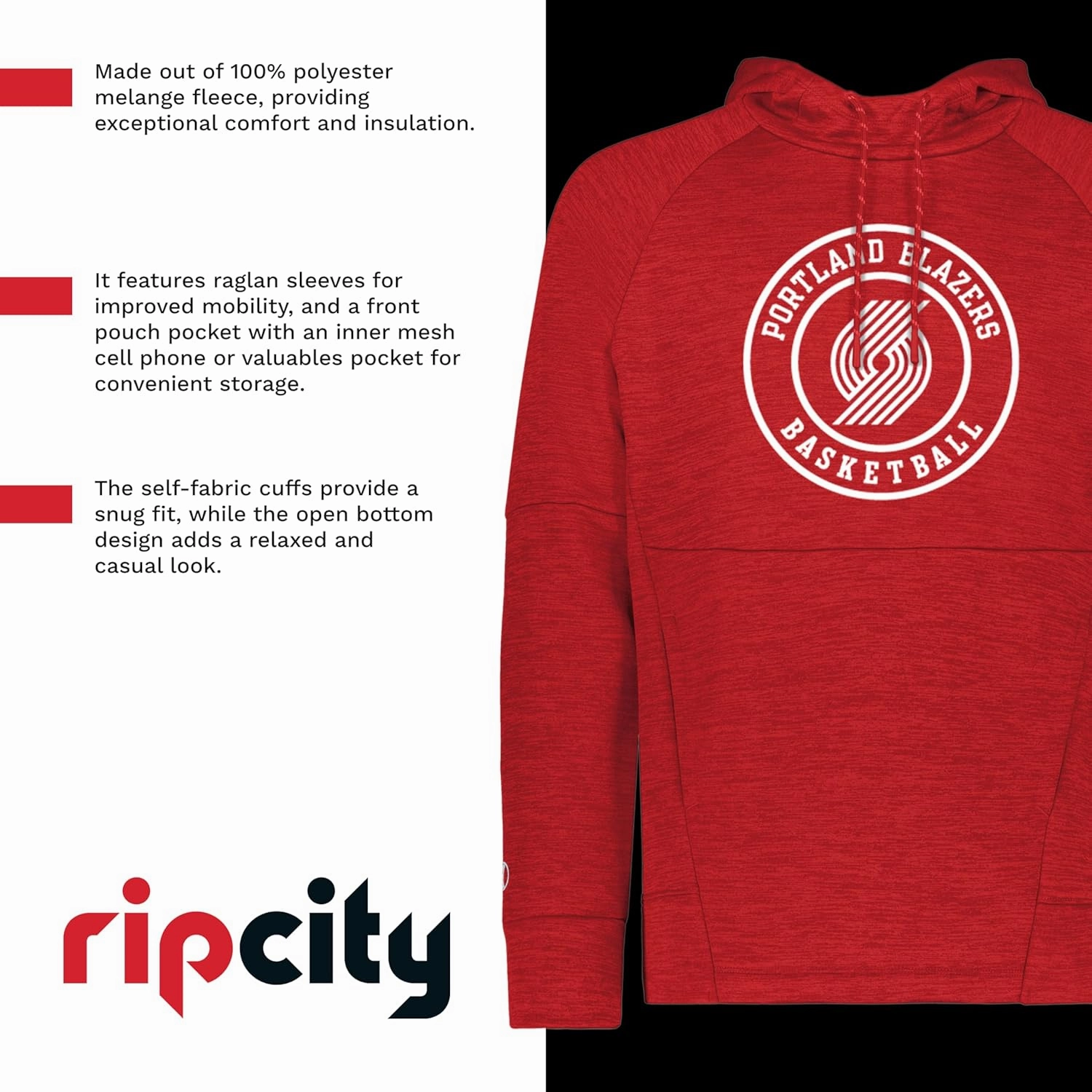 Holloway Men's NBA Fleece Hoodie – Basketball Pullover, Warm & Comfortable – Ideal for Sports, Casual Wear, and Fans