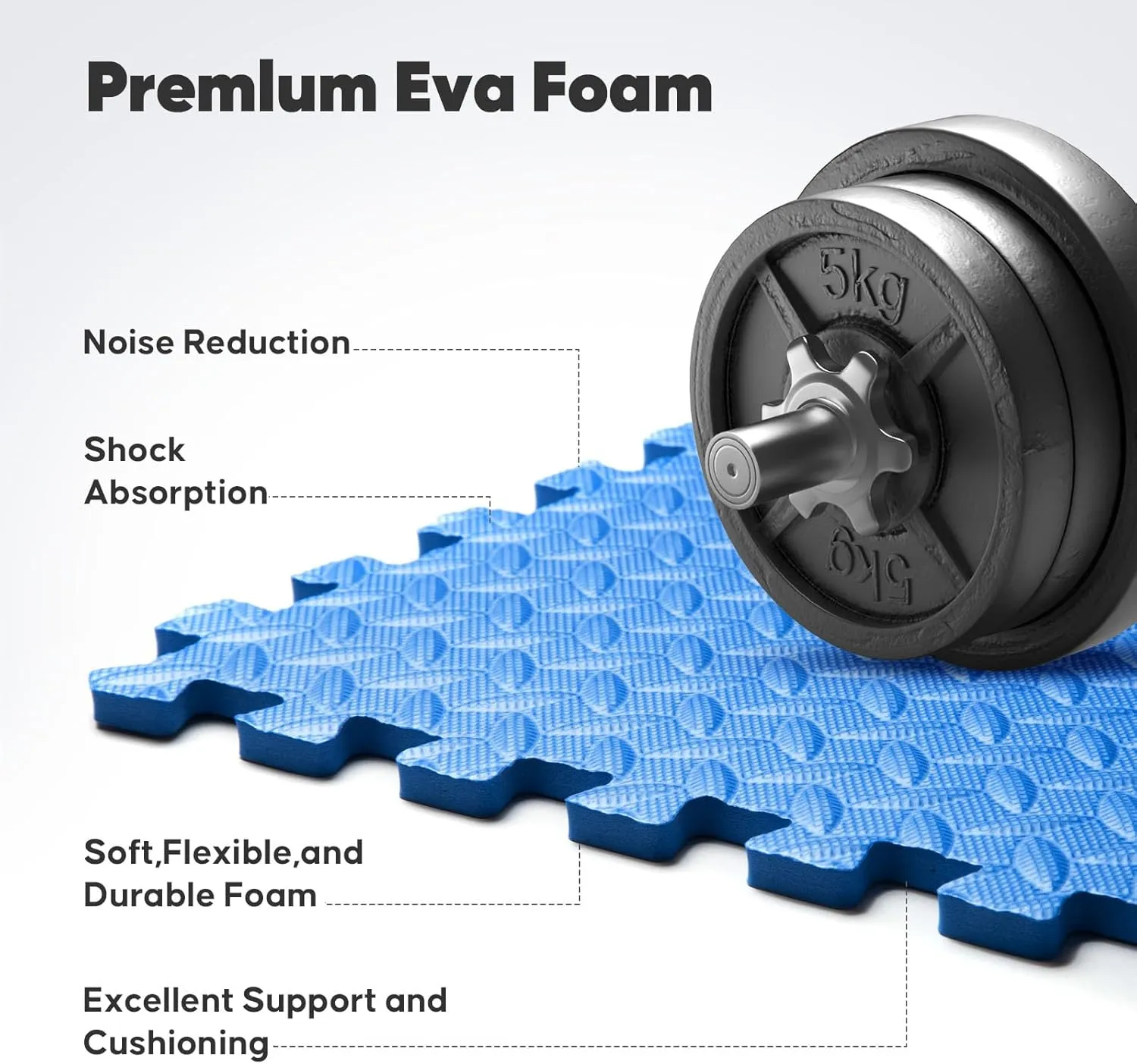 Home Gym Mat, Puzzle Exercise Mat, EVA Interlocking Foam Floor Tiles for Home Workout Equipment and Kids' Play Areas - Black, 24 in x 24 in x ½ in - 12 Tiles (Black, 12 Pack, 48 SQ FT)
