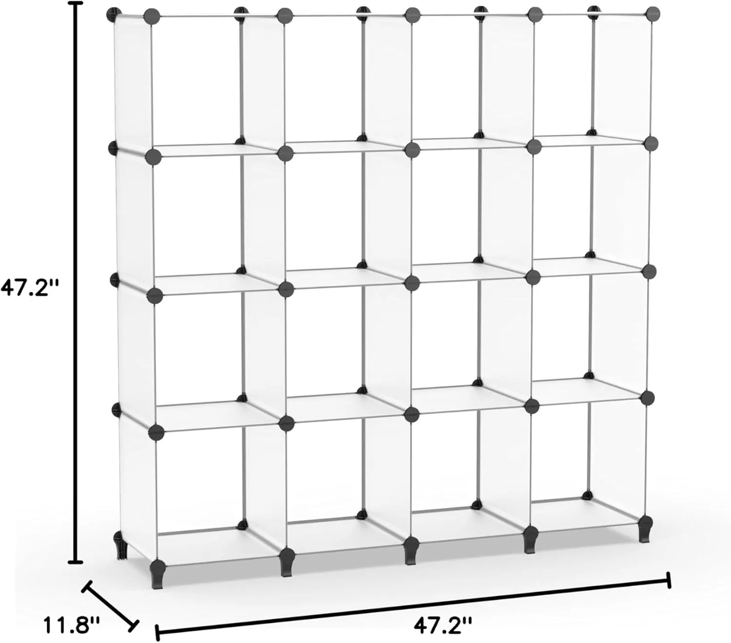 HOMIDEC 16 Cubes Book Shelf Bookcase Bookshelf Cube Storage Organizer Cube Storage Shelf Display Bookshelf for Study Room Office Bedroom Living Room Transparent