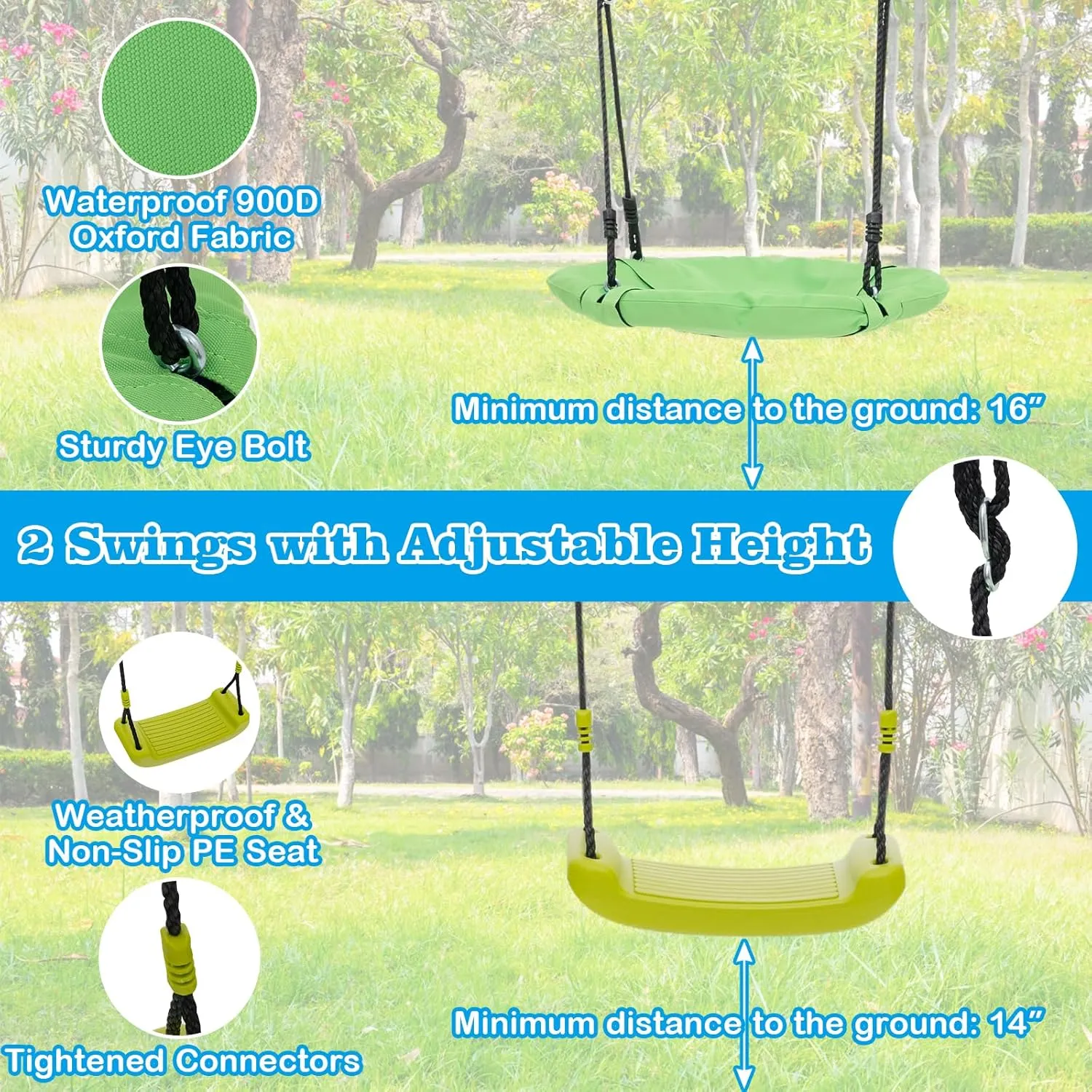 HONEY JOY 550 lbs Swing Sets for Backyard, Heavy Duty Metal A-Frame Swing Stand w/Saucer Swing, Belt Swing, Glider, Climbing Net & Ladder, Basketball Hoop, Playground Swingset Outdoor for Kids (Red)