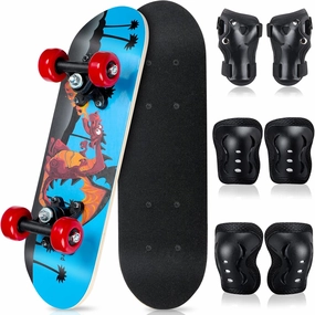 Honoson 7 Pcs Skateboard for Toddlers Beginners Knee Elbow Pads Wrist Guards Gear Set