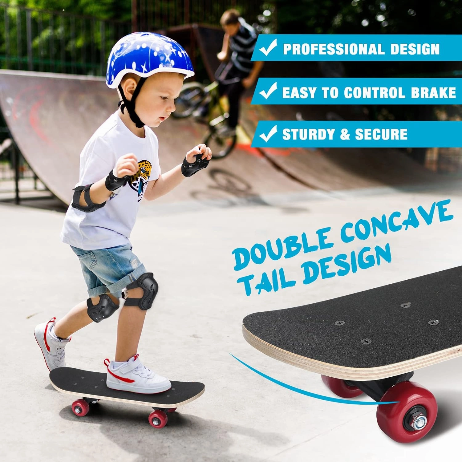 Honoson 7 Pcs Skateboard for Toddlers Beginners Knee Elbow Pads Wrist Guards Gear Set