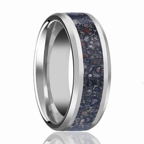 HORACIO | Tungsten Ring Black Dinosaur Bone Inlay