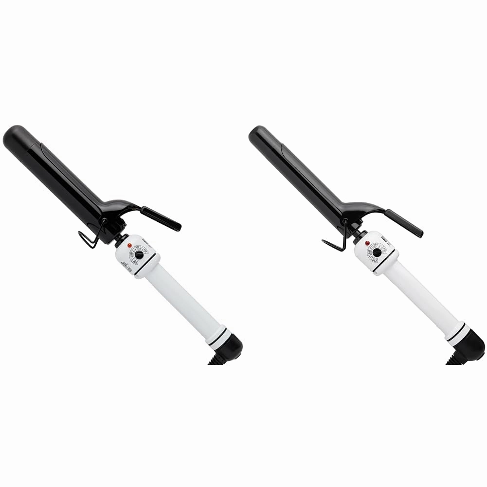 HOT TOOLS Pro Artist Nano Ceramic Curling Iron/Wand | for Smooth, Shiny Hair (1-1/4” in) & Pro Artist Nano Ceramic Curling Iron/Wand | for Smooth, Shiny Hair (1” in) Black/White