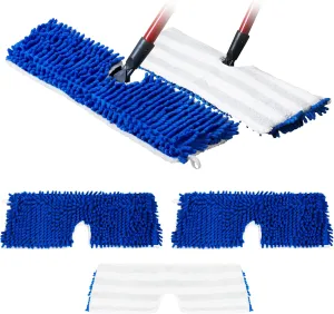 Houseables Dust Mop Replacement Head, Floor Mop Pads, Microfiber Flip Pads, Refill, Dust Head Replacement, Covers Washable, Refills, Flat, Dry, Wet, Reusable, Rectangular, Double Sided, 18 Inch, 3 PK
