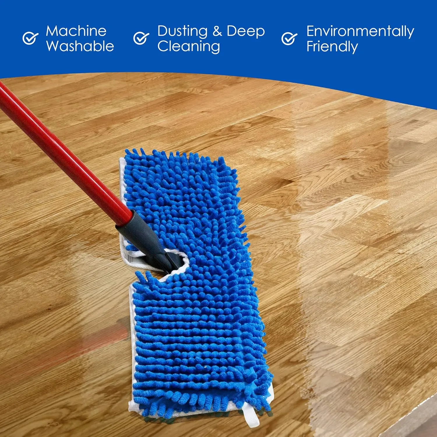 Houseables Dust Mop Replacement Head, Floor Mop Pads, Microfiber Flip Pads, Refill, Dust Head Replacement, Covers Washable, Refills, Flat, Dry, Wet, Reusable, Rectangular, Double Sided, 18 Inch, 3 PK
