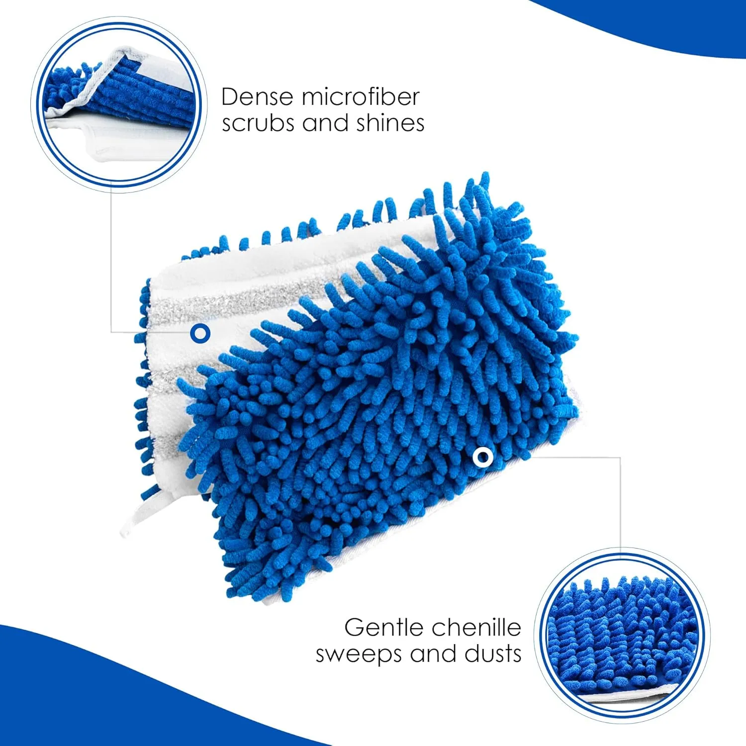 Houseables Dust Mop Replacement Head, Floor Mop Pads, Microfiber Flip Pads, Refill, Dust Head Replacement, Covers Washable, Refills, Flat, Dry, Wet, Reusable, Rectangular, Double Sided, 18 Inch, 3 PK