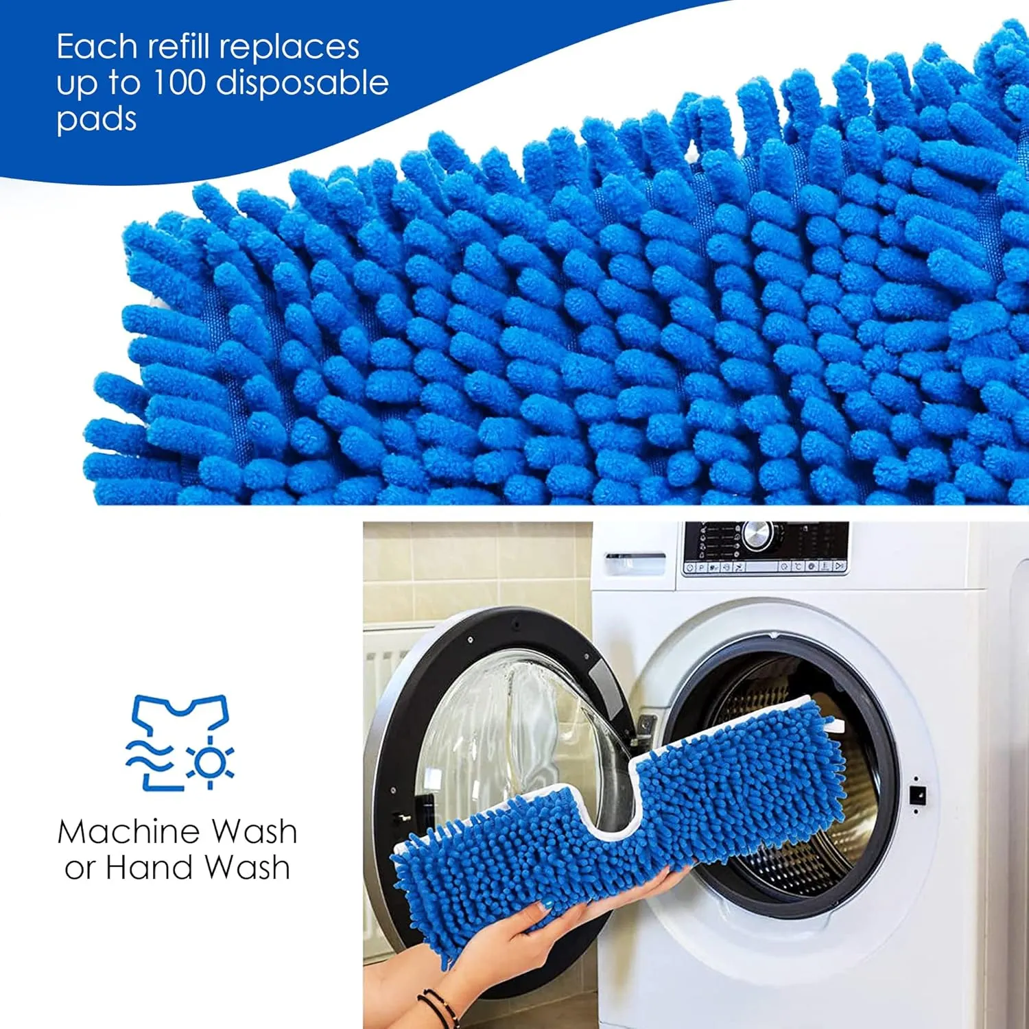 Houseables Dust Mop Replacement Head, Floor Mop Pads, Microfiber Flip Pads, Refill, Dust Head Replacement, Covers Washable, Refills, Flat, Dry, Wet, Reusable, Rectangular, Double Sided, 18 Inch, 3 PK
