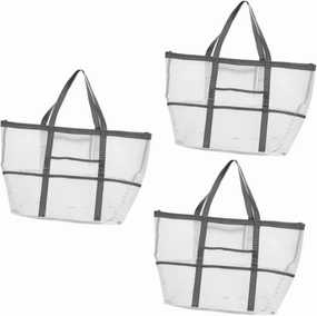 Housoutil 2pcs Portable Beach Toiletry for Toy with Organizers Use Multifunctional Mesh Bag Handle Basket, Whitex3pcs, 59x36cmx3pcs