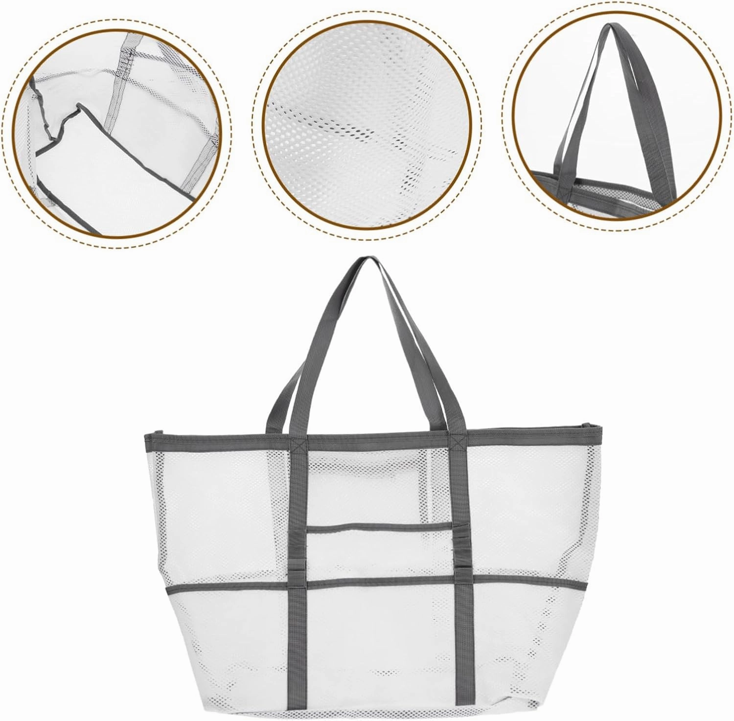 Housoutil 2pcs Portable Beach Toiletry for Toy with Organizers Use Multifunctional Mesh Bag Handle Basket, Whitex5pcs, 59x36cmx5pcs