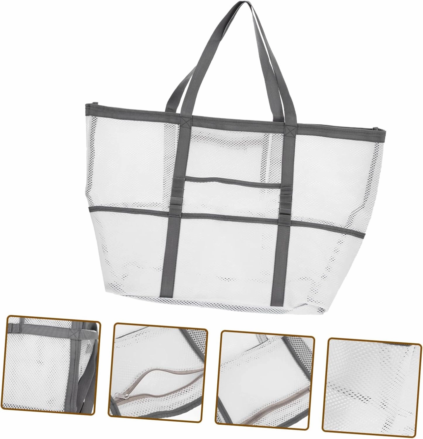 Housoutil 2pcs Portable Beach Toiletry for Toy with Organizers Use Multifunctional Mesh Bag Handle Basket, Whitex5pcs, 59x36cmx5pcs