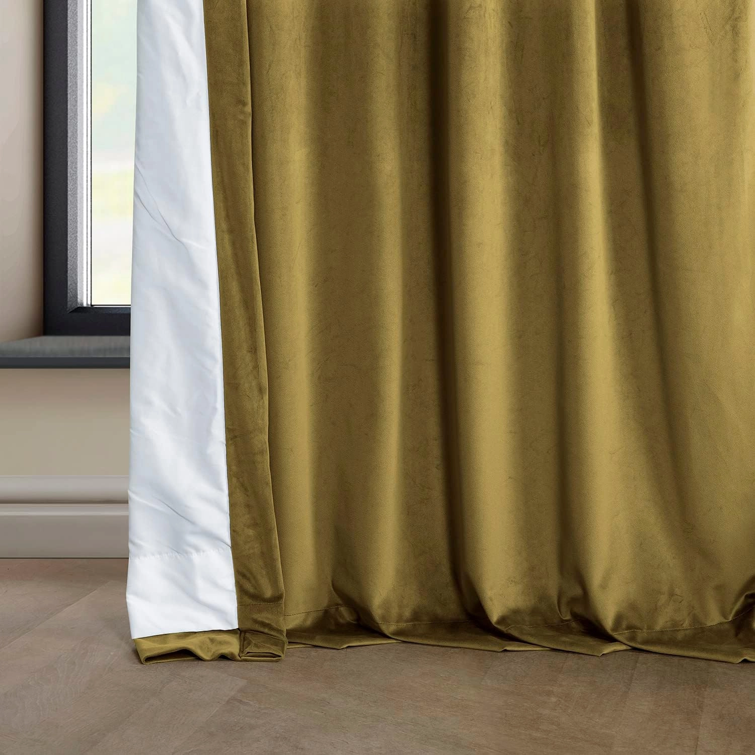 HPD Half Price Drapes Heritage Plush Velvet Curtains 96 Inches Long Room Darkening Curtains for Bedroom & Living Room 50W x 96L, (1 Panel), Peat Green