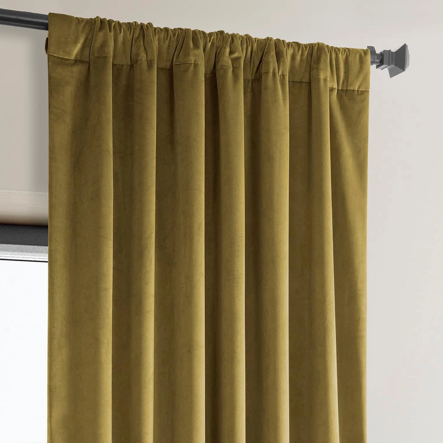 HPD Half Price Drapes Heritage Plush Velvet Curtains 96 Inches Long Room Darkening Curtains for Bedroom & Living Room 50W x 96L, (1 Panel), Peat Green