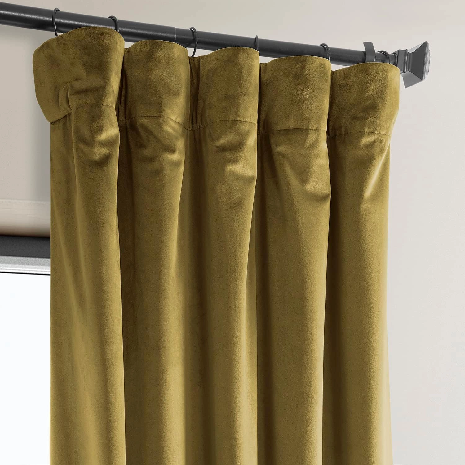 HPD Half Price Drapes Heritage Plush Velvet Curtains 96 Inches Long Room Darkening Curtains for Bedroom & Living Room 50W x 96L, (1 Panel), Peat Green