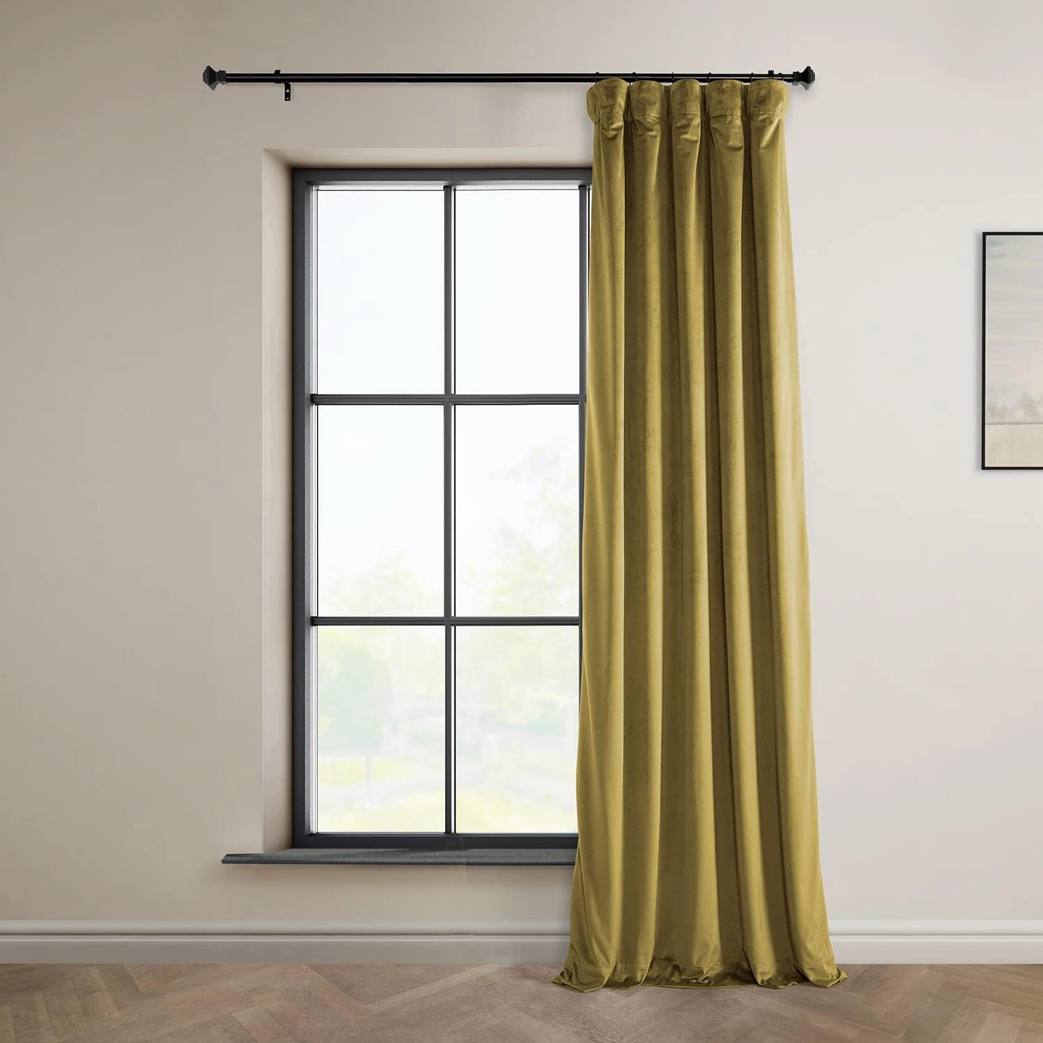 HPD Half Price Drapes Heritage Plush Velvet Curtains 96 Inches Long Room Darkening Curtains for Bedroom & Living Room 50W x 96L, (1 Panel), Peat Green