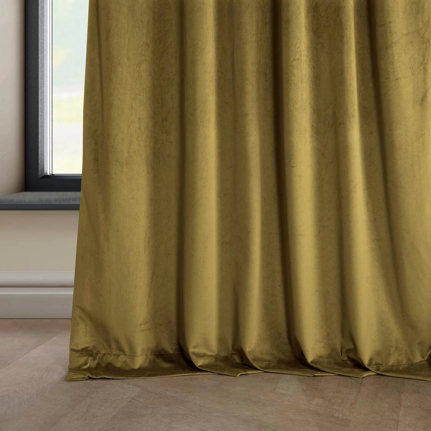 HPD Half Price Drapes Heritage Plush Velvet Curtains 96 Inches Long Room Darkening Curtains for Bedroom & Living Room 50W x 96L, (1 Panel), Peat Green