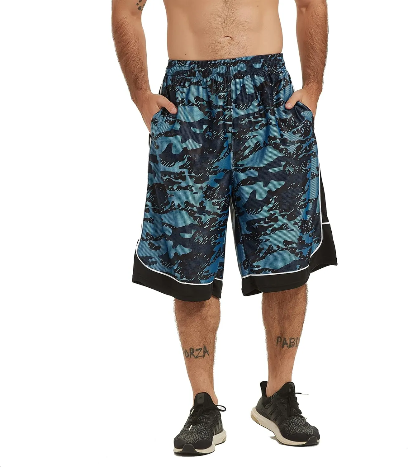HQUEC Men's 12" Athletic Shorts Long Basketball Workout Shorts Below Knee Loose-Fit with Pockets