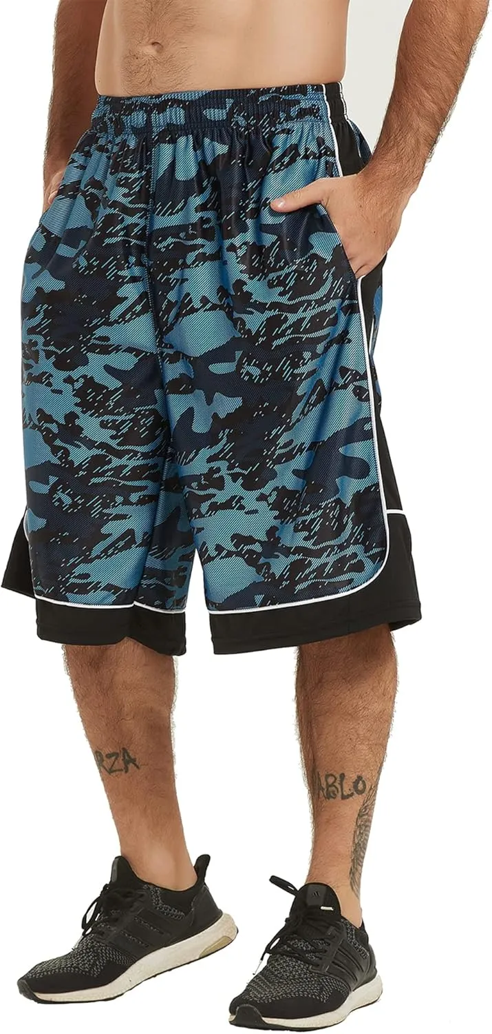 HQUEC Men's 12" Athletic Shorts Long Basketball Workout Shorts Below Knee Loose-Fit with Pockets