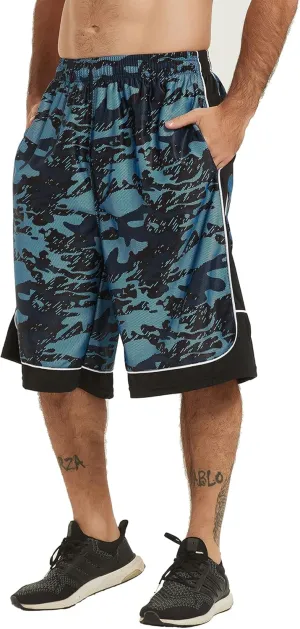 HQUEC Men's 12" Athletic Shorts Long Basketball Workout Shorts Below Knee Loose-Fit with Pockets