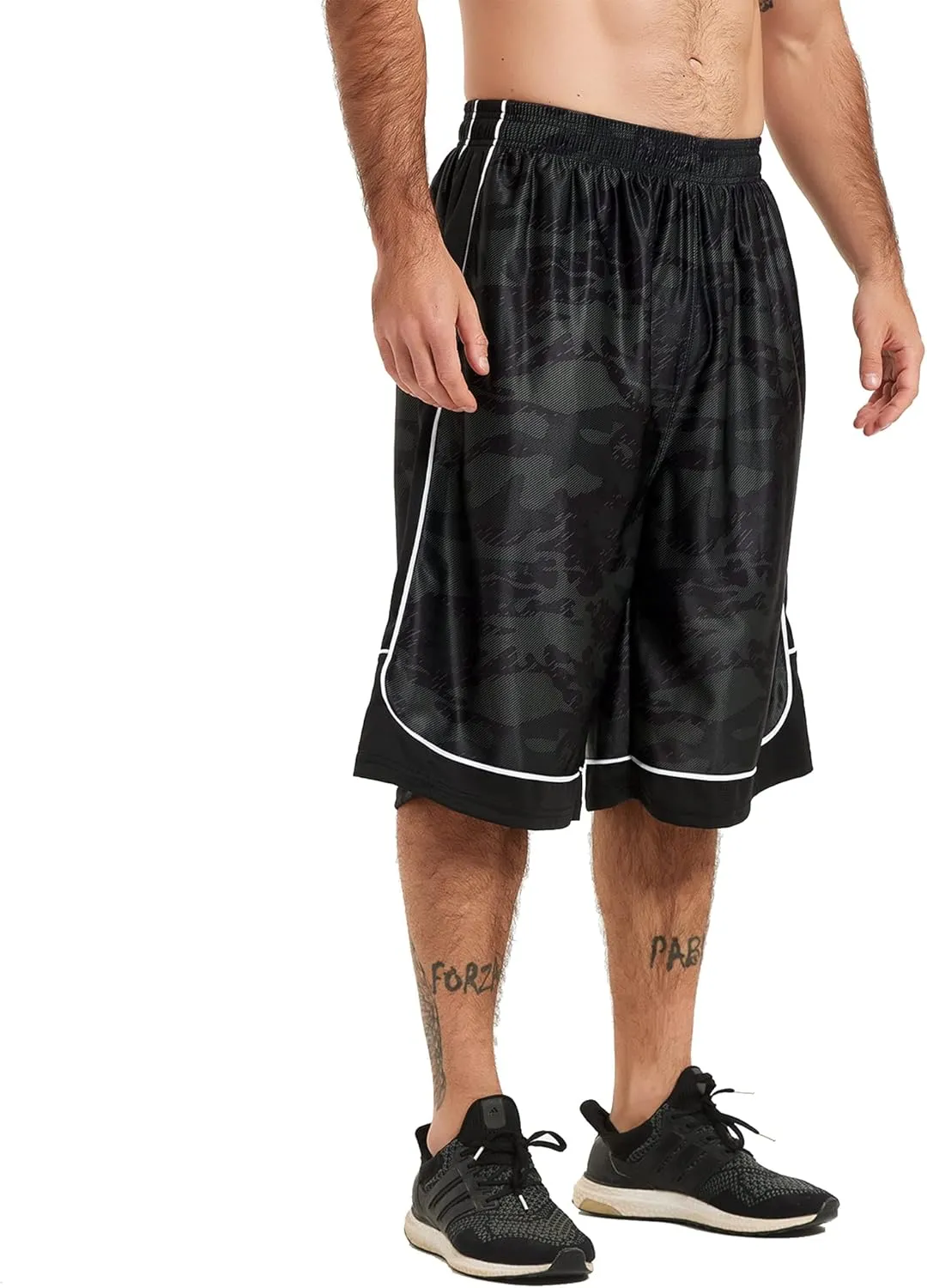 HQUEC Men's 12" Athletic Shorts Long Basketball Workout Shorts Below Knee Loose-Fit with Pockets