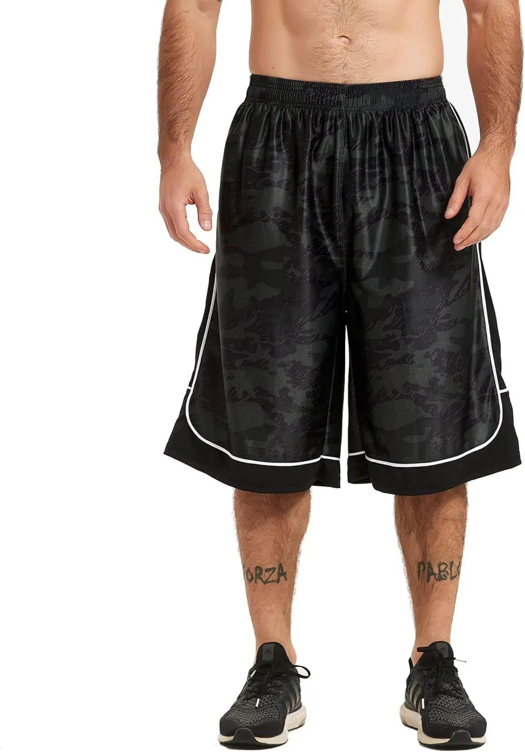 HQUEC Men's 12" Athletic Shorts Long Basketball Workout Shorts Below Knee Loose-Fit with Pockets
