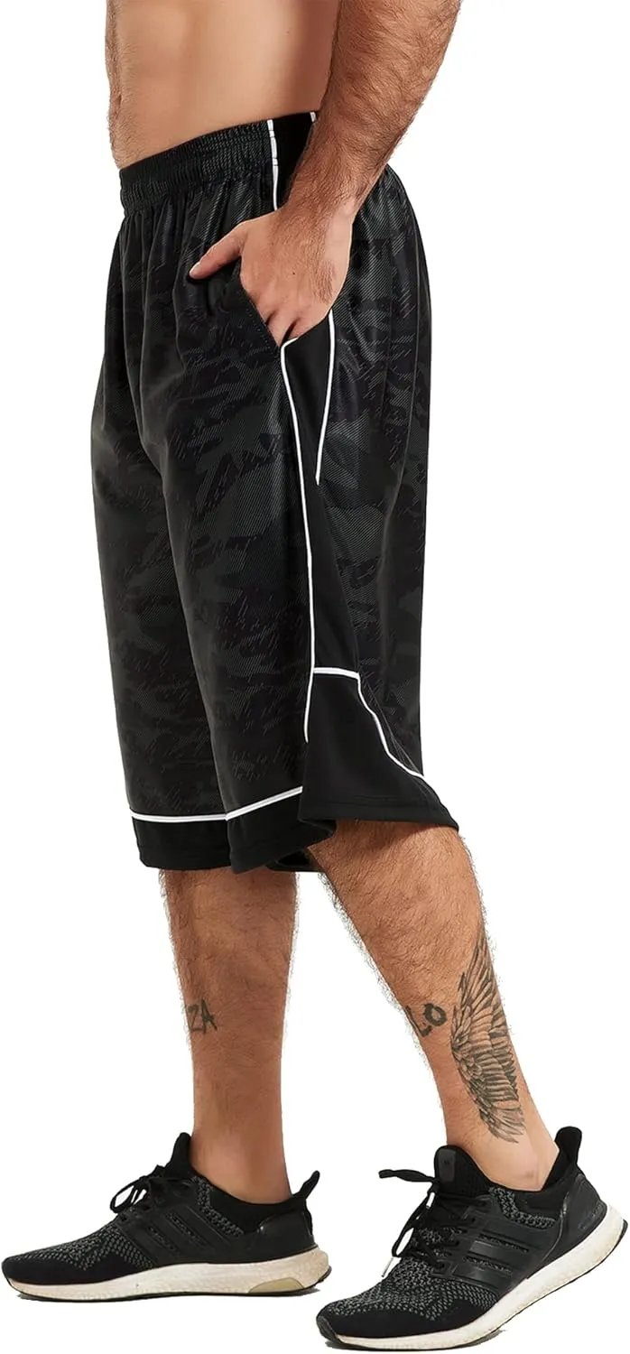 HQUEC Men's 12" Athletic Shorts Long Basketball Workout Shorts Below Knee Loose-Fit with Pockets