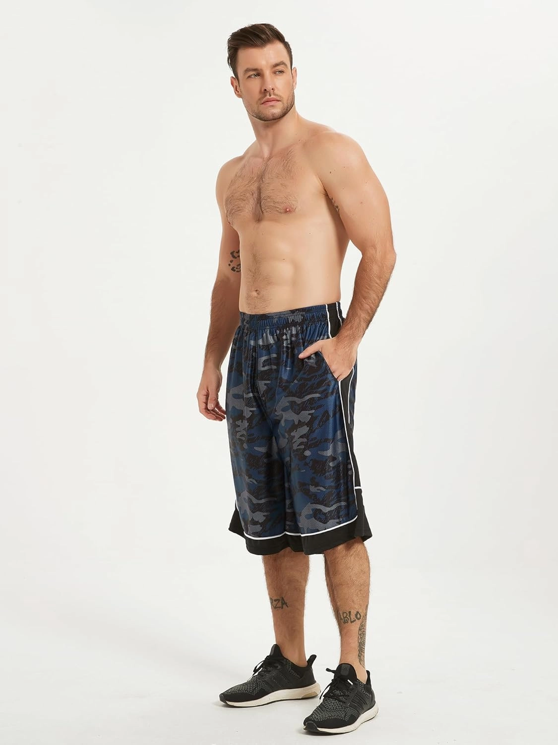 HQUEC Men's 12" Athletic Shorts Long Basketball Workout Shorts Below Knee Loose-Fit with Pockets