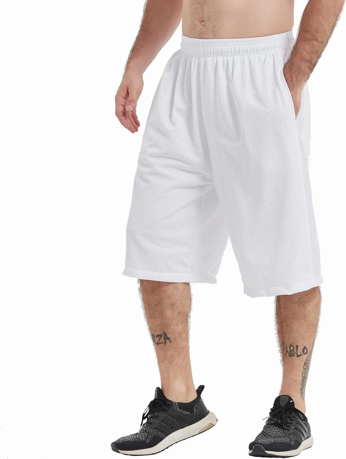 HQUEC Men's 12" Athletic Shorts Long Basketball Workout Shorts Below Knee Loose-Fit with Pockets