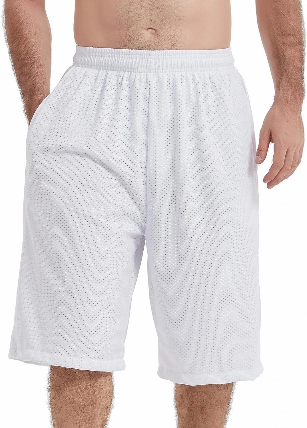 HQUEC Men's 12" Athletic Shorts Long Basketball Workout Shorts Below Knee Loose-Fit with Pockets