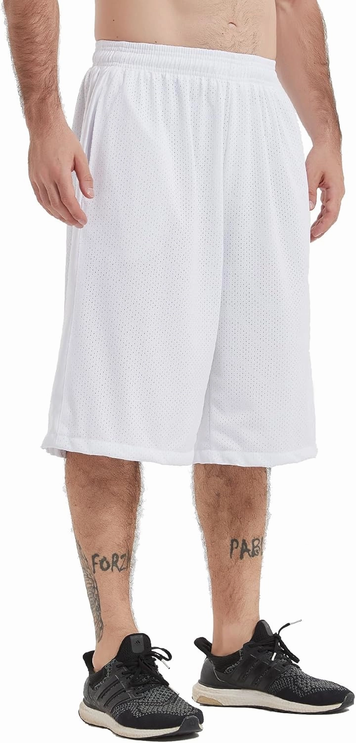 HQUEC Men's 12" Athletic Shorts Long Basketball Workout Shorts Below Knee Loose-Fit with Pockets