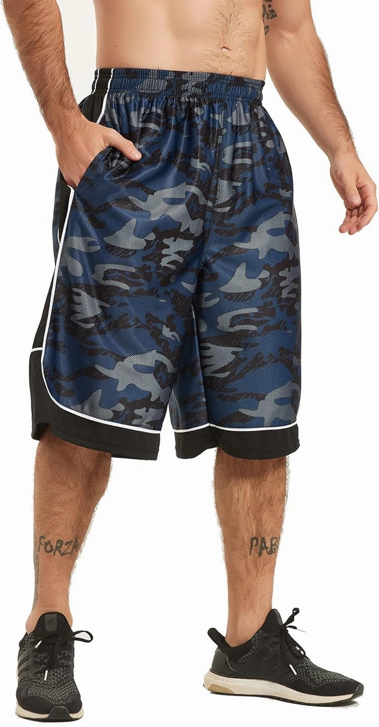 HQUEC Men's 12" Athletic Shorts Long Basketball Workout Shorts Below Knee Loose-Fit with Pockets