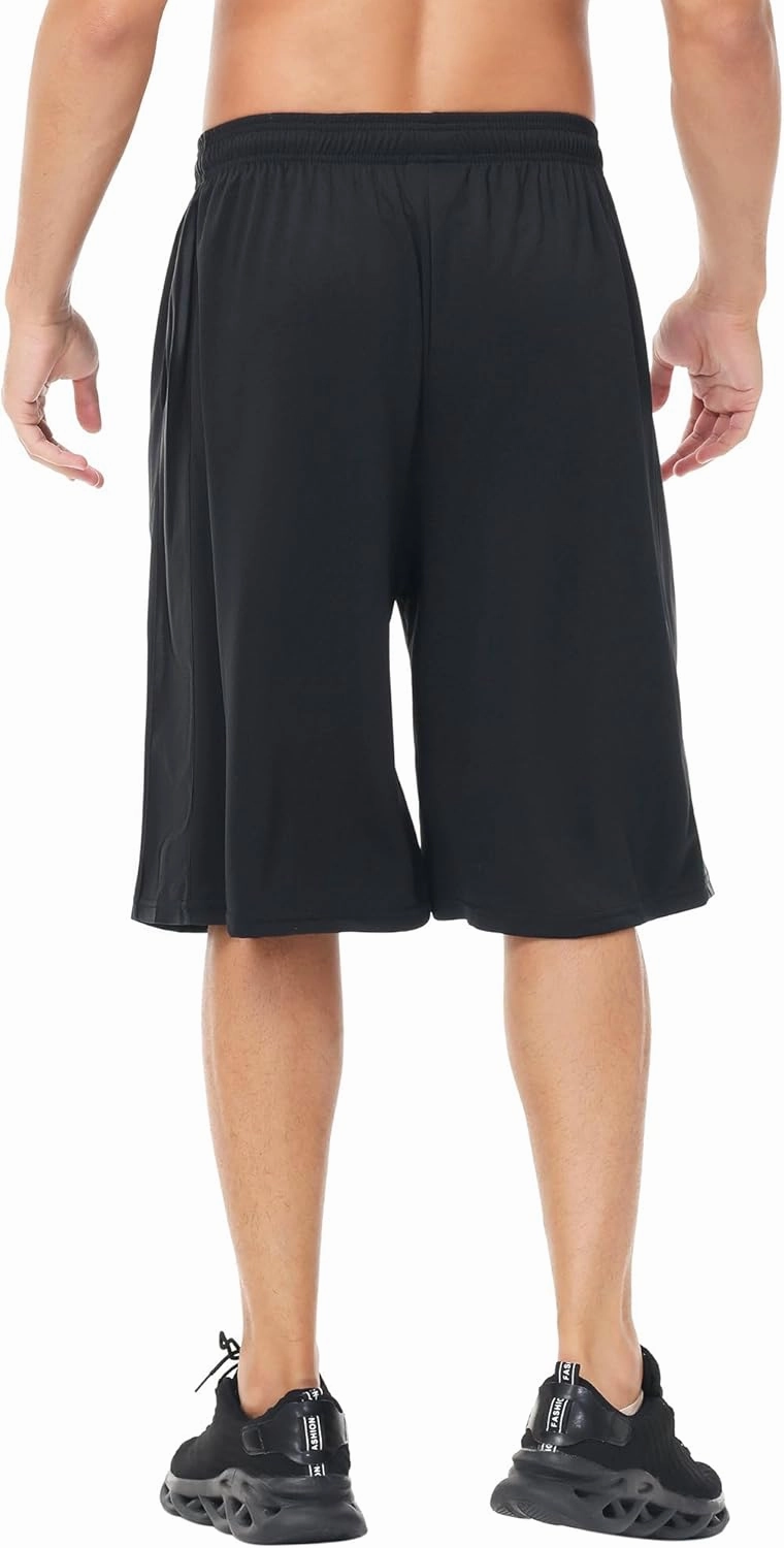 HQUEC Men's 12" Athletic Shorts Long Basketball Workout Shorts Below Knee Loose-Fit with Pockets