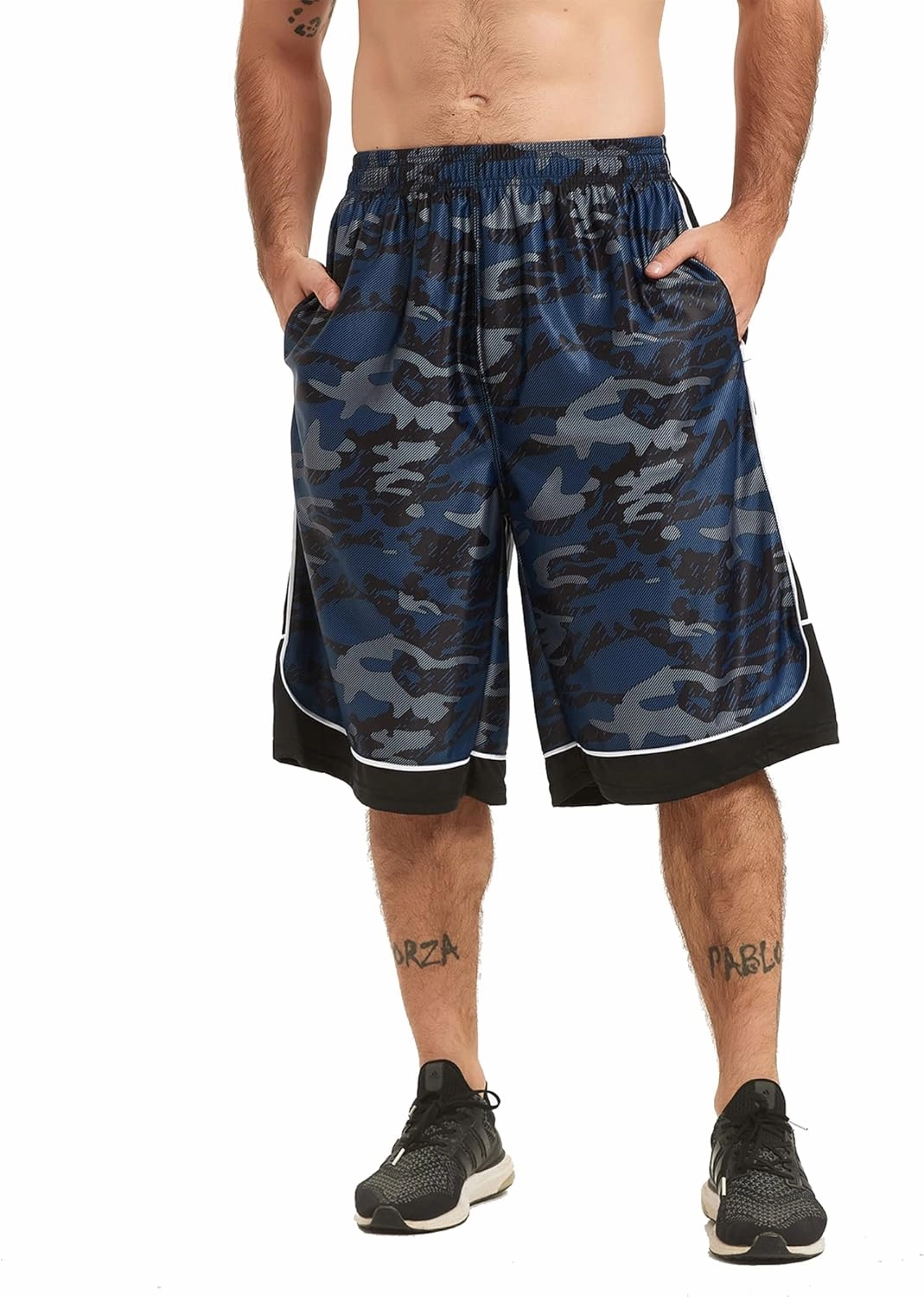 HQUEC Men's 12" Athletic Shorts Long Basketball Workout Shorts Below Knee Loose-Fit with Pockets