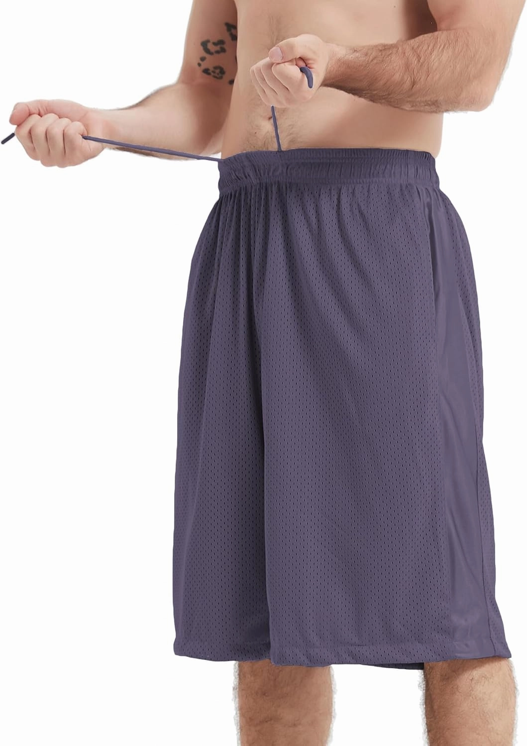 HQUEC Men's 12" Athletic Shorts Long Basketball Workout Shorts Below Knee Loose-Fit with Pockets