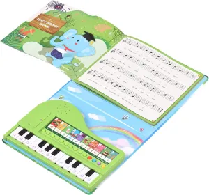 HXBER 20-Key Piano Book Electronic Piano Keyboard & Music Book 2-in-1 Piano Songbook with Built-in Keyboard with 10 Instruments & 10 Songs Educational Musical Gadget for 3 & Up