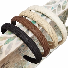 i-lan 4 Pack Simple Rattan Headbands, 6 Inch Comfy White Beige Black Brown Head Bands with 2 Inch Width, Boho Padded Hair Band Headwear Hoop for Girls, Ladies, Women Pairing